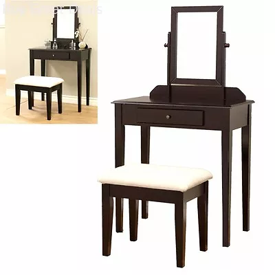 Vanity Makeup Table Bedroom Mirror Storage Drawer W/ Stool Set Multi Purpose New • $104.98