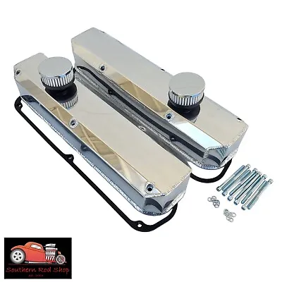 Fits Small Block Mopar Fabricated Polished Aluminum Valve Covers Dodge 318 360 • $139.95