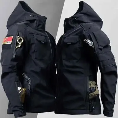 Men's Military Jacket Tactical Soft Shell Functional Multi-pockets Hooded Coat • $66.78