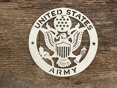 Wood Army Laser Cut Military Insignia Emblem Logo Plaque US Armed Forces • $3.49