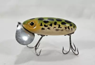 Vintage  Fred Arbogast Jitterbug Green Block Spotted Lure • $24.95