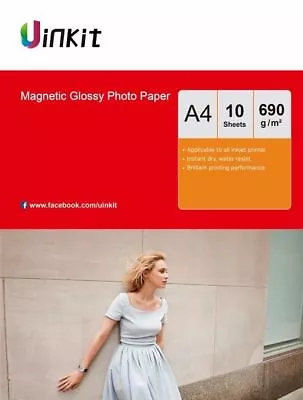£11.99 • Buy A4 Magnetic Photo Paper High Glossy Inkjet Fridge Paper - 10 Sheets Uinkit