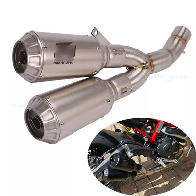 For Ducati Monster 797 Scrambler 803 Exhaust Pipe Dual-outlet Mid 51mm Muffler • $187.04