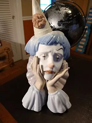 Lladro Porcelain Large 'Jester' Head Sad Clown Bust #5129 Retired #5129 Spain • $166