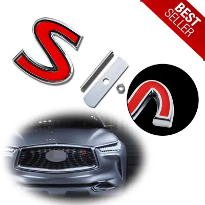 For Infiniti Q50 Q60 Q70 3D Red S Front Grill Emblem Badge Sticker W/ Mount Bolt • $9.99