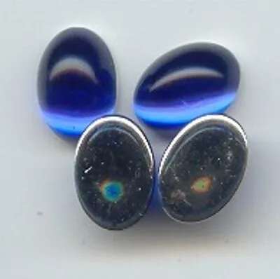 $1.49 • Buy 18 VINTAGE SAPPHIRE ACRYLIC 14X10mm. HIGH DOME OVAL CABOCHONS 7206