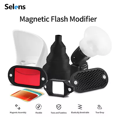 Selens Magnetic Flash Photography Modifier Sphere Gel Filter Diffuser Bounce Kit • £45.99