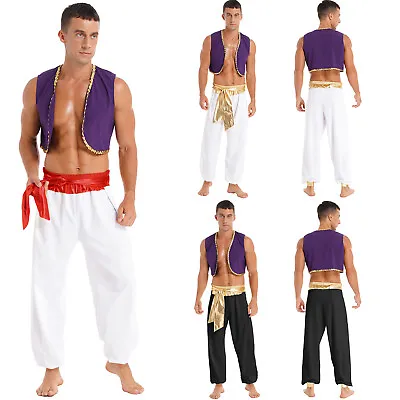 Men's Arabian Costume Halloween Party Cosplay Outfits Arab Prince Fancy Dress • £7.72