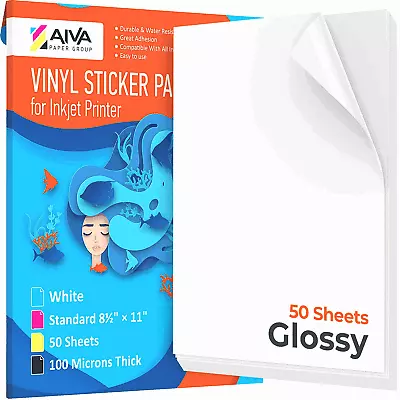 Printable Vinyl Sticker Paper Waterproof Decal Paper For Inkjet Printer 50 Sheet • $36.38