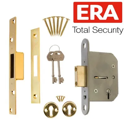 COMPLETE 5 LEVER BRASS DOOR MORTICE SET 3  Dead Lock/Bolt Heavy Duty Security • £15.36