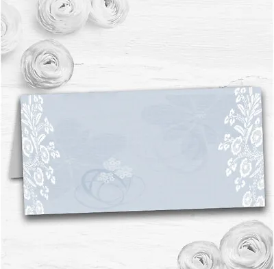 Vintage Lace Pale Blue Chic Wedding Table Seating Name Place Cards • £6.95