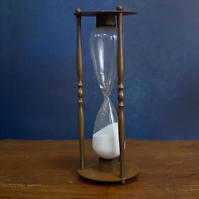 VTG Brass Hourglass White Sand Timer Large 10 1/2” Tall 30 Min Timer • $29.99