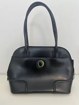 Oroton - Ebony Black GRIP TOP LEATHER Women’s HANDBAG - NEW WITH TAGS UNUSED • $100