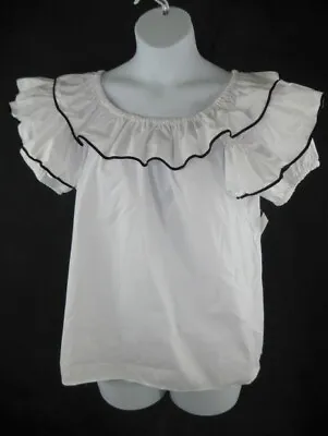 $21.99 • Buy Square Dance Blouse S L XL White Contrasting Trim MALCO MODES Short Sleeve NWT