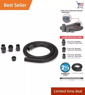 Heavy-Duty Black Vacuum Hose - 2.5 In X 8 Ft - Versatile • $50.99