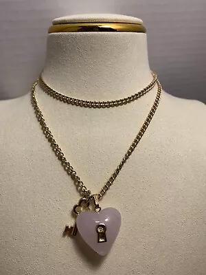 Lovely Avon Vintage “Key To My Heart” Rose Quartz Heart Necklace • $23.80