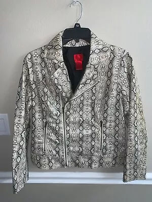 V CRISTINA Snake Print ZIPPER DETAIL JACKET Sz L Full Zipper Long Sleeve • $19.99