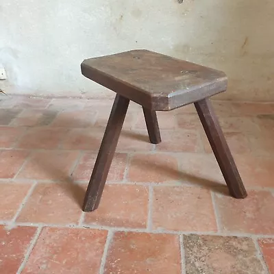 Primitive Rustic French Vintage Milking Stool With 3 Legs • £120