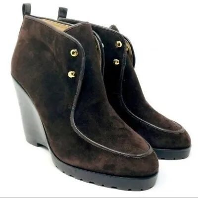 Michael Kors Womans NWOT Brown Suede Wedged Ankle Boot 38 BoxM • $70