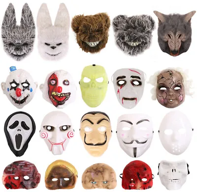 Halloween Masks Horror Movies Scary Adults Clown Killer Unisex Fancy Dress Lot  • £7.19