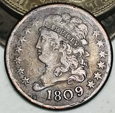 1809/6 Classic Head Half Cent 1/2C Ungraded Choice Copper Coin CC20795 • $175