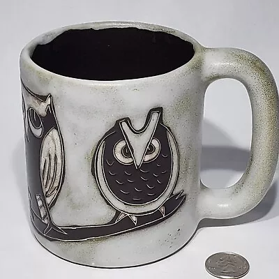 Design By Mara Art Pottery Stoneware Handmade In Mexico Owls 16 Oz Mug Signed • $25.95
