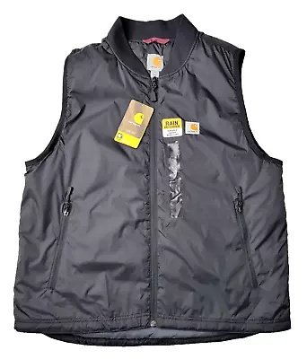 Carhartt Cordura Rain Defender Black Nylon Quilt Shop Vest Jacket Mens Large L • $68.99
