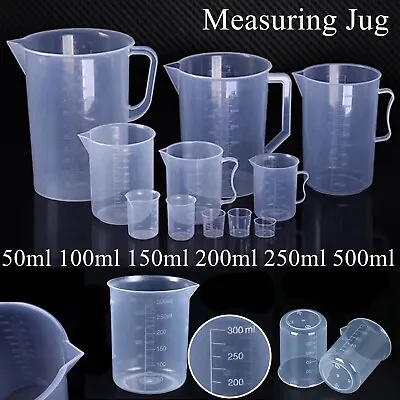 50-1000ml Measuring Cup Plastic Jug Beaker Kitchen Tool For Laboratories Parts • £3.86