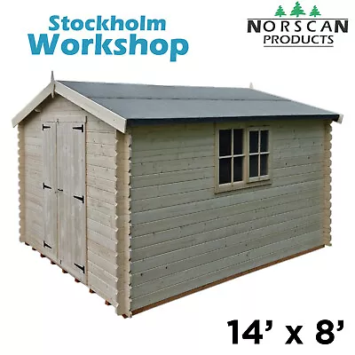 14' X 8' 28mm Log Cabin Workshop Shed Garden Building • £1899