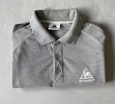 Le Coq Sportif Grey Short Sleeve Polo Shirt Top Size Medium • £5.59