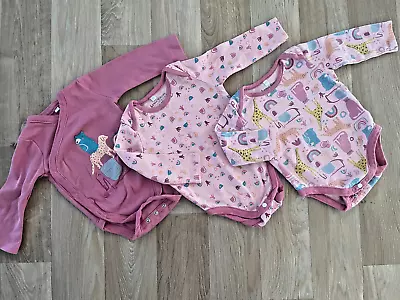 Baby Girl 3-6 Months Homegrown Set Of 3 Long Sleeve Bodysuits Pink Animals • $3.73