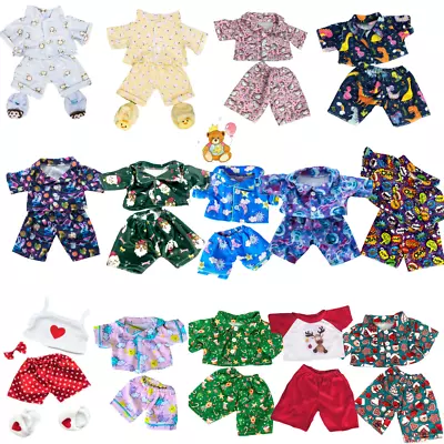 TEDDY BEAR CLOTHES - PYJAMAS PJ  SLIPPERS Fits BUILD A TEDDY BEAR - 16 /40cm • £11.90