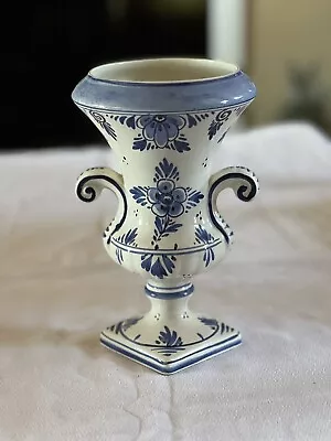 VINTAGE Delft Holland Hand Painted Urn Style Vase • $27.99