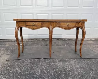 Baker Milling Road Oak & Burl Elm Top Sofa Table. • $800