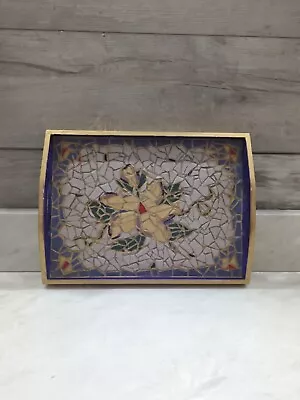  Hand Made Wooden Tray With Mosaic Inlay 12.5 X 9.5 • $18