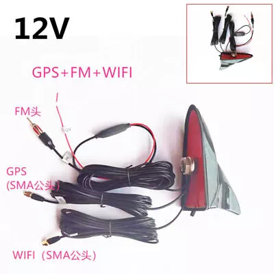 Car Roof Shark Fin Mount Aerials GPS Nav System WIFI＋Receiver FM Radio Amplifier • $46.18