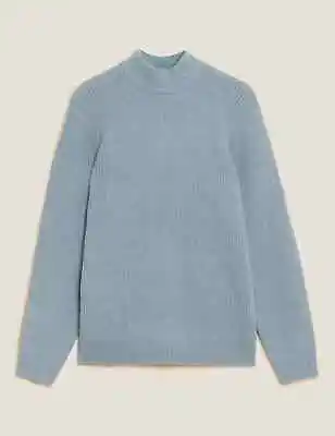M&S Light Blue Chunky Roll Neck Jumper Sweater Size 2XL Chest 47-49 BNWT • £14.95