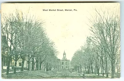 Mercer PA X Homes On Tree Lined West Market Street 1910 • $11.88