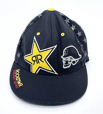 Rockstar Energy Drink Cap Hat Flexfit Metal Mulisha Logo Black Size S/M • $19