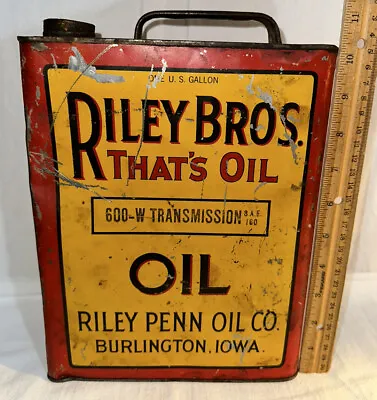 $15.50 • Buy Antique Riley Penn Bros Oil Early Tin Litho Can Burlington Ia Transmission Motor