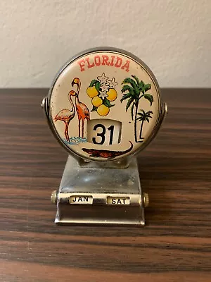 Vintage Metal Flip Perpetual Calendar Florida Beach Souvenir Flamingo Palm Tree • $29.99