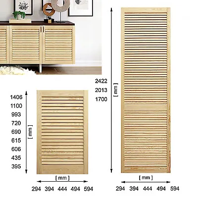 NATURAL Plain FRONT DOORS / Pine Wooden Louvre Cabinet Cupboard Wardrobe Slatted • £13.67