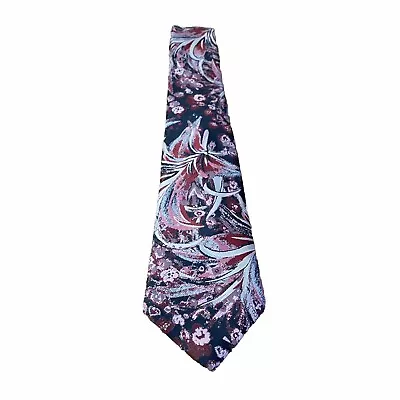 Vtg 90's Van Heusen Silk Polyester Tie Mens Classic Red Black Pink Geometric • $5.21