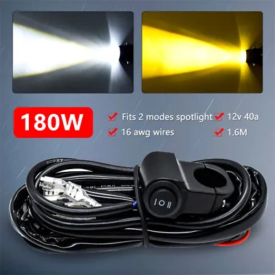 Wiring Harness Kit Switch Motorcycle Spot LED Auxiliary Fog Light Driving • $15.86