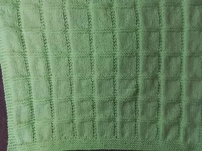 Large Hand Knitted Chunky Knit  Baby Blanket. 90cm X 66cm.Colour Mint Green  • £15