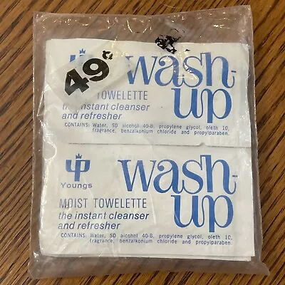 Youngs Wash-Up Moist Towelette Circa 1984 Pack Of 8 NIP Face Wipes VTG NOS  • $10.95