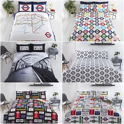 TFL Duvet Cover Sets Transport For London Underground Signs Tube Map Bedding • £22.99