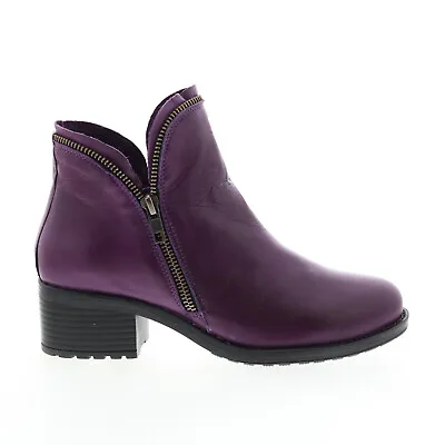 Miz Mooz Jet Womens Purple Leather Zipper Ankle & Booties Boots • $65.99