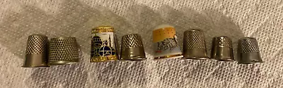 Lot Of 8 Thimbles Ceramic Metal Alloy & Stainless Steel • $8.99