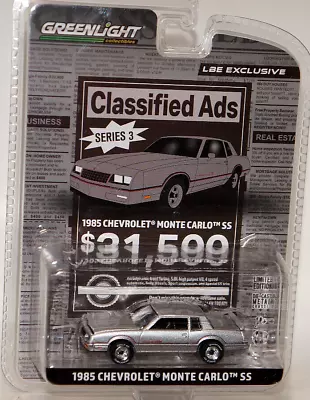 Greenlight 1/64 1985 Chevy Monte Carlo SS G Body Diecast Model Toy Car Silver • $17.99